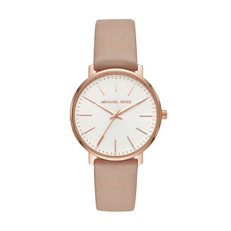 michael kors women's pyper rose gold-tone and blush leather watch|Michael Kors Pyper Three.